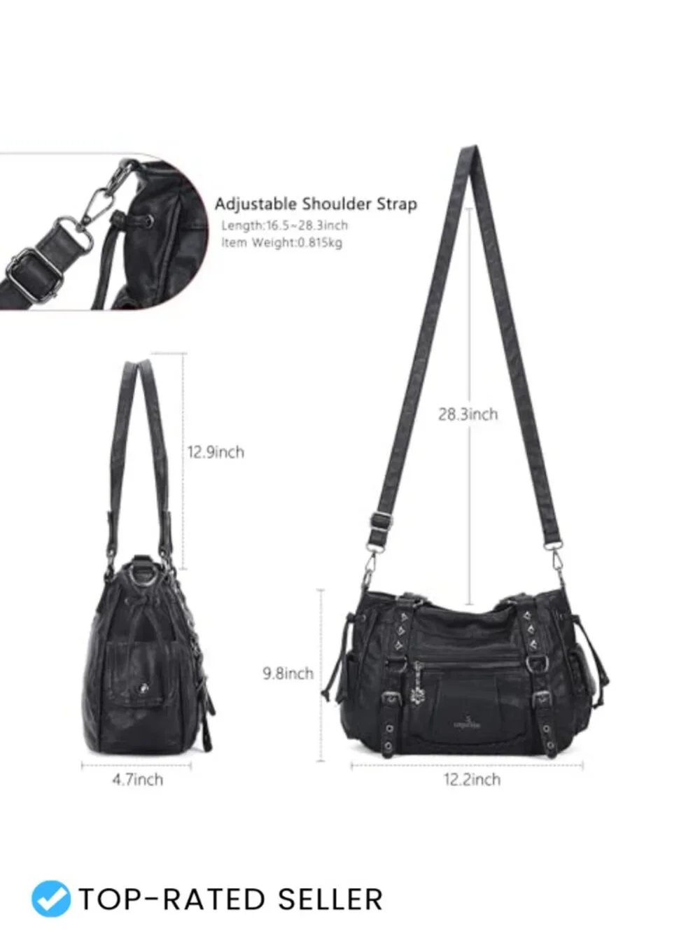 Multi Pocket Hobo Handbag Vegan Leather Satchel Tote Shoulder Bag